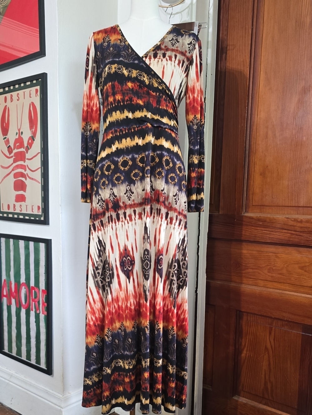 Maude Multicolor Tie-Dye Wrap Maxi Dress